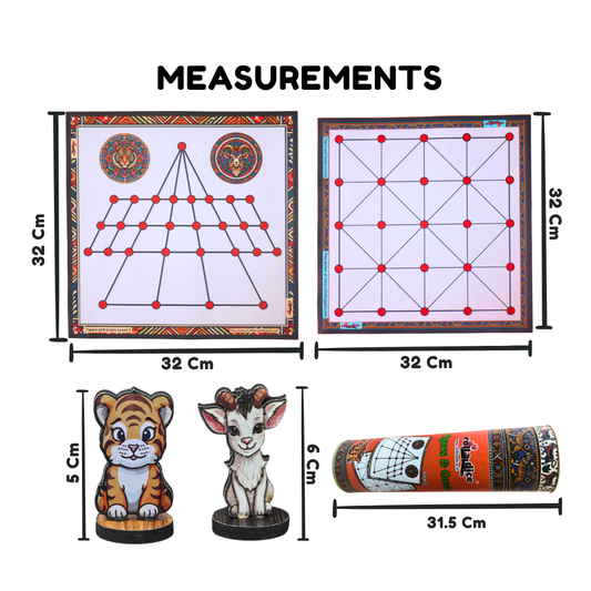 Aadu Huli Board Game Combo – Levels 3 & 4 | Traditional Indian Tigers and Goats Game