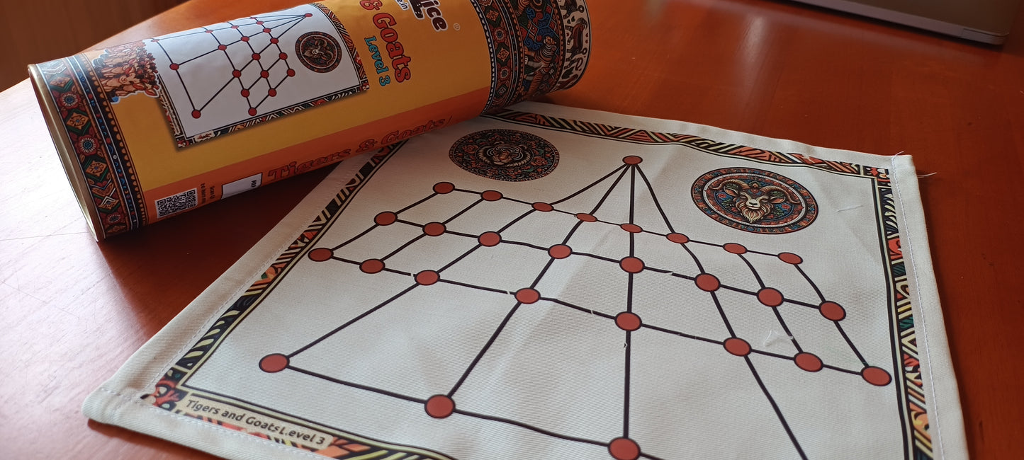 Aadu Huli Board Game – Levels 3 & 4 | Tigers and Goats Traditional Strategy Game