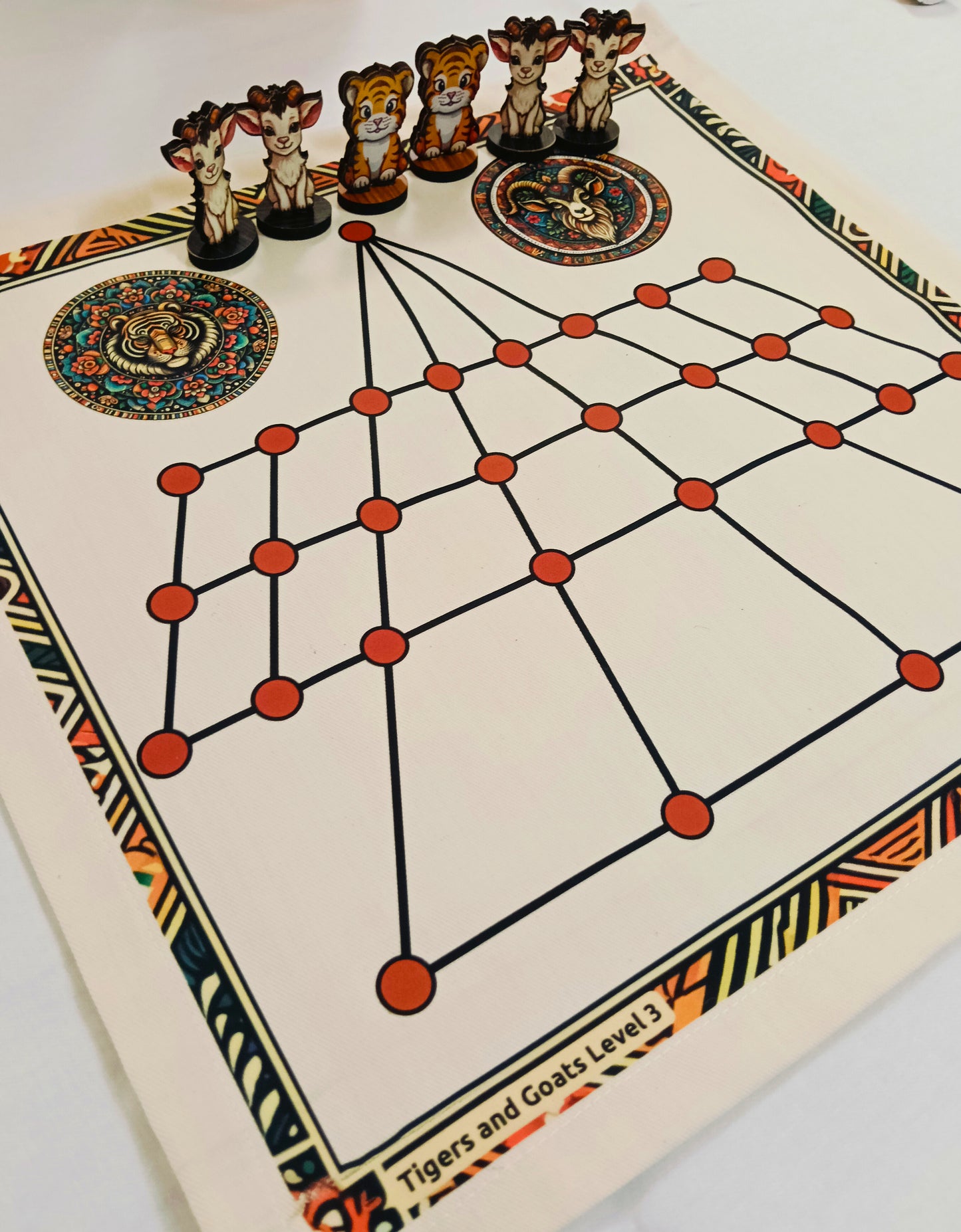 Aadu Huli Board Game – Levels 3 & 4 | Tigers and Goats Traditional Strategy Game