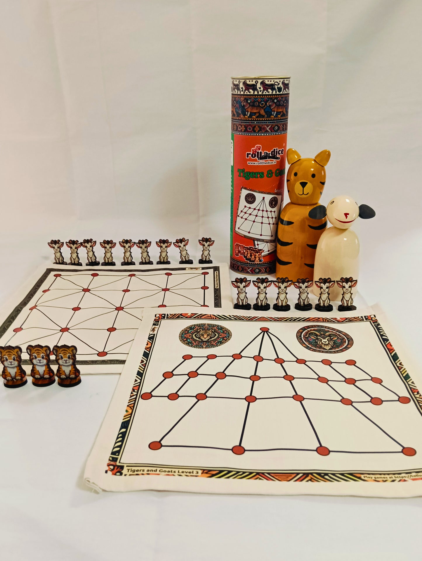 Aadu Huli Board Game – Levels 3 & 4 | Tigers and Goats Traditional Strategy Game