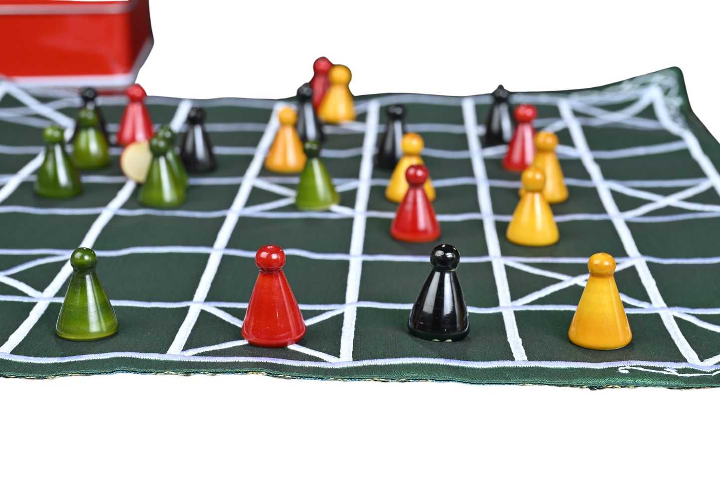 Chowka Bara 7 Houses Traditional Indian Board Game | Handmade Mat & Channapatna Pawns