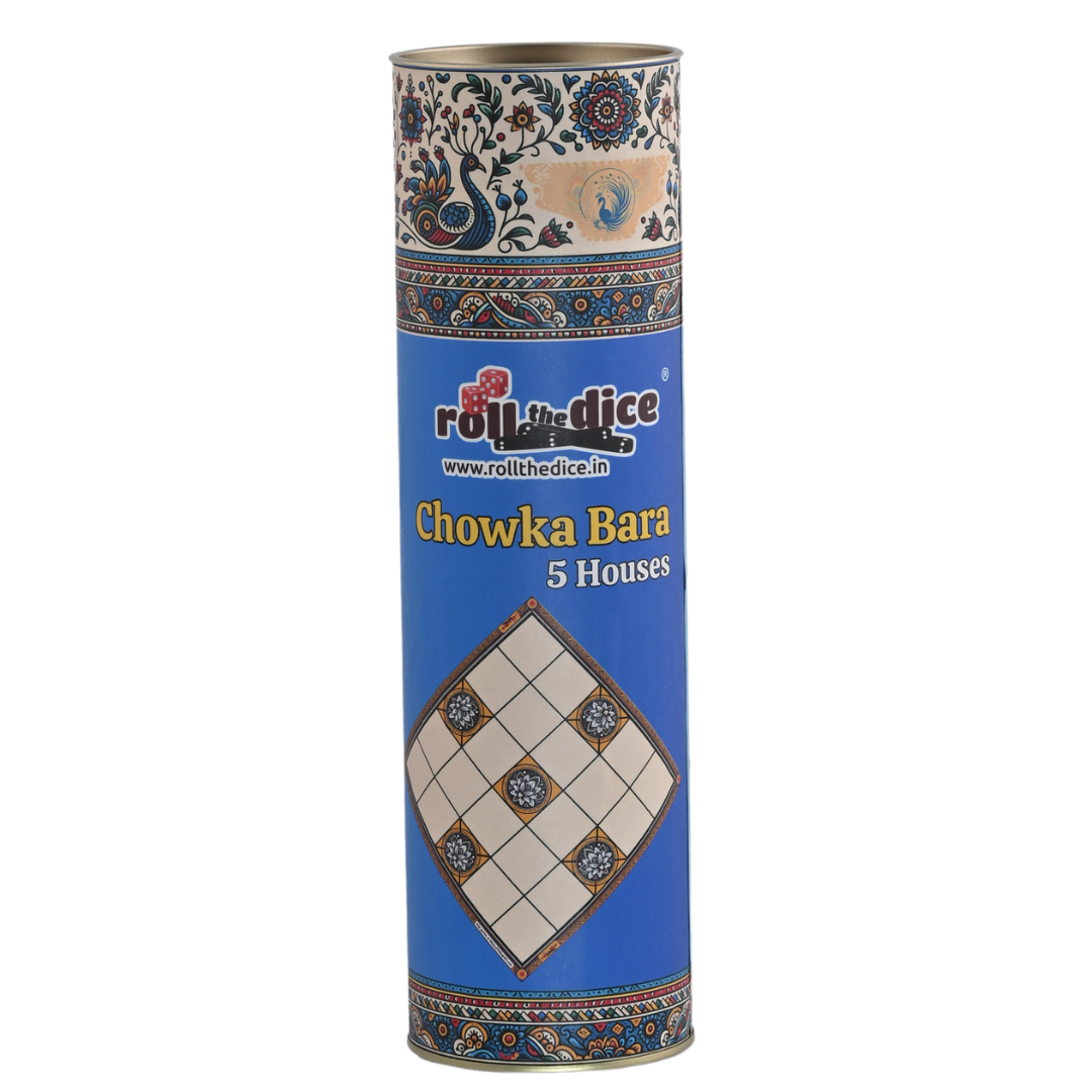 Classic Ashta Chamma 5 House (Chowka Bara) Board Game | Cotton Mat with Colorful Pawns