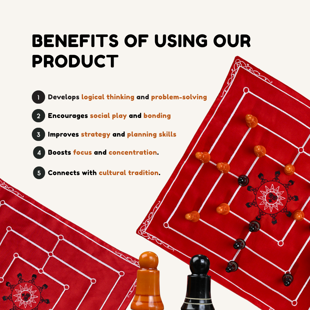 Heritage Navkankari board game by Roll the Dice featuring traditional Indian artwork and colorful game pieces on a wooden surface.