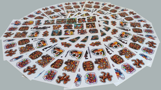 Ramayana sticker pack featuring 10 mythic vinyl decals from Roll the Dice, showcasing colorful characters and intricate designs.