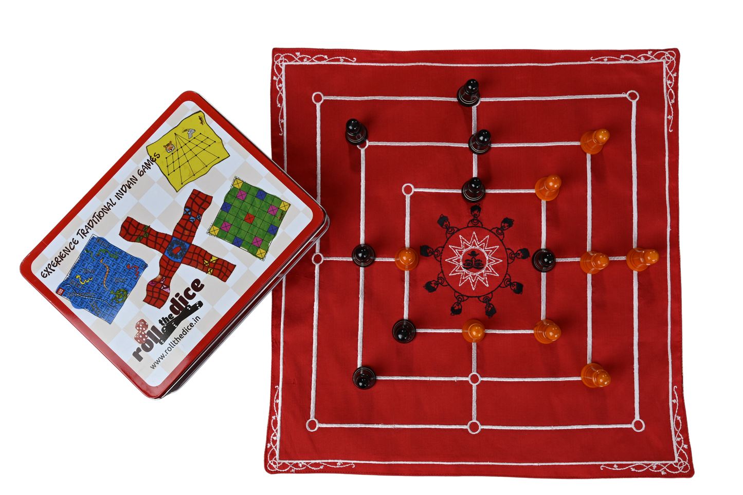 Navakankari & Sholo Gutti Game Set | Traditional Indian Strategy Board Games | Nine Men's Morris + Bead 16 Mat