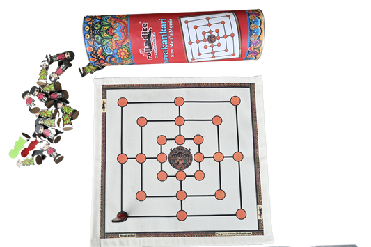 Nine Men's Morris Classic Game Set | Navakankari Traditional Strategy Board Game | Includes 9 Men's Pawns & 9 Women's Pawns