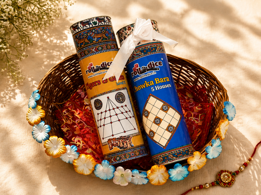 Classic Aadu Huli Level 3 & Classic Chowka Bara 5 House Combo Traditional Indian Board Games
