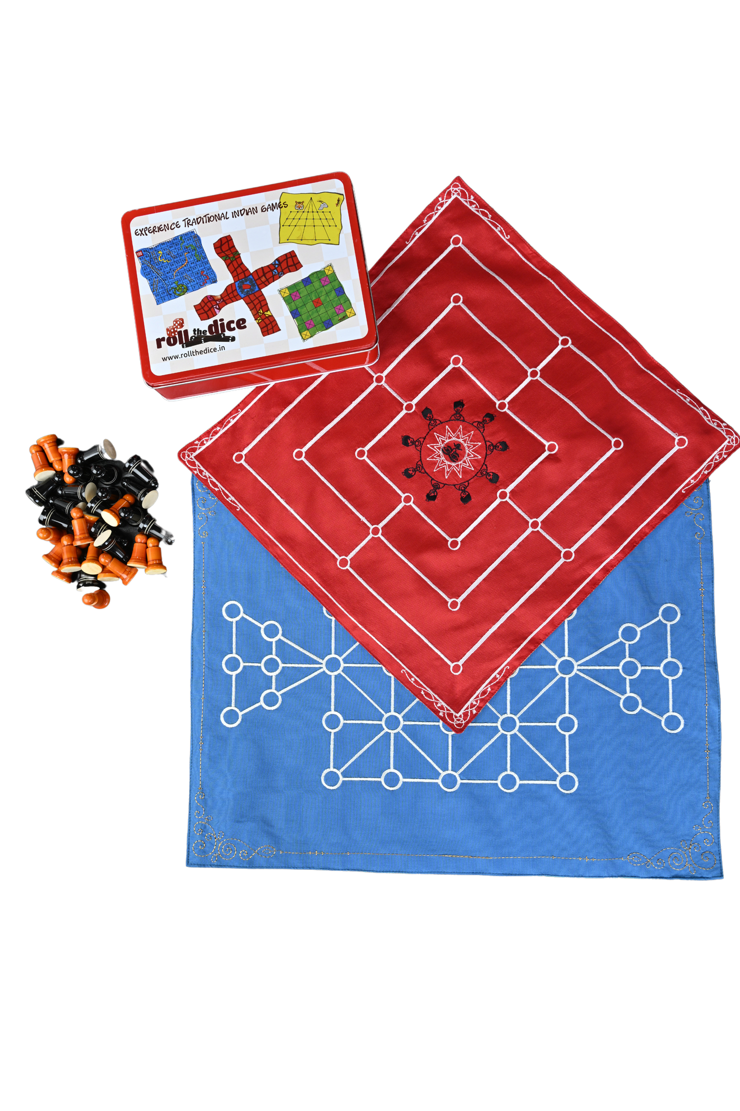 Navakankari & Sholo Gutti Combo Mats | Nine Men's Morris + Bead 12 Indian Board Games | Travel-Friendly Strategy Set