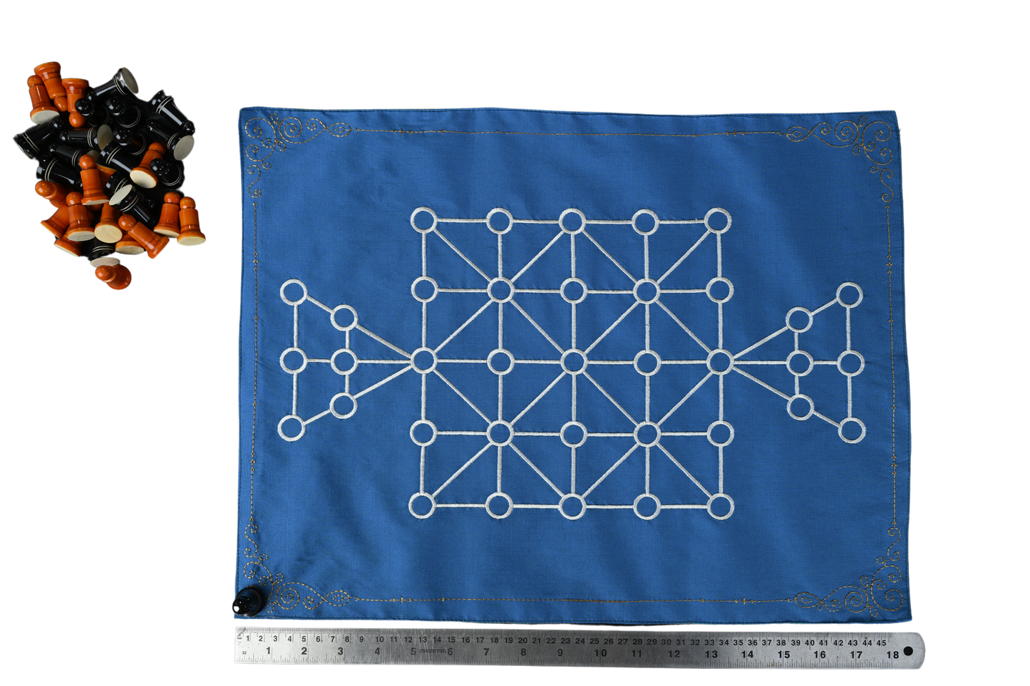 Navakankari & Sholo Gutti Combo Mats | Nine Men's Morris + Bead 12 Indian Board Games | Travel-Friendly Strategy Set