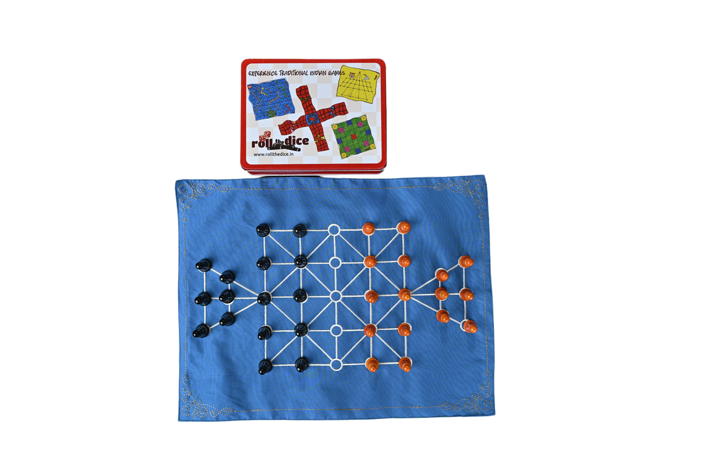 Navakankari & Sholo Gutti Game Set | Traditional Indian Strategy Board Games | Nine Men's Morris + Bead 16 Mat