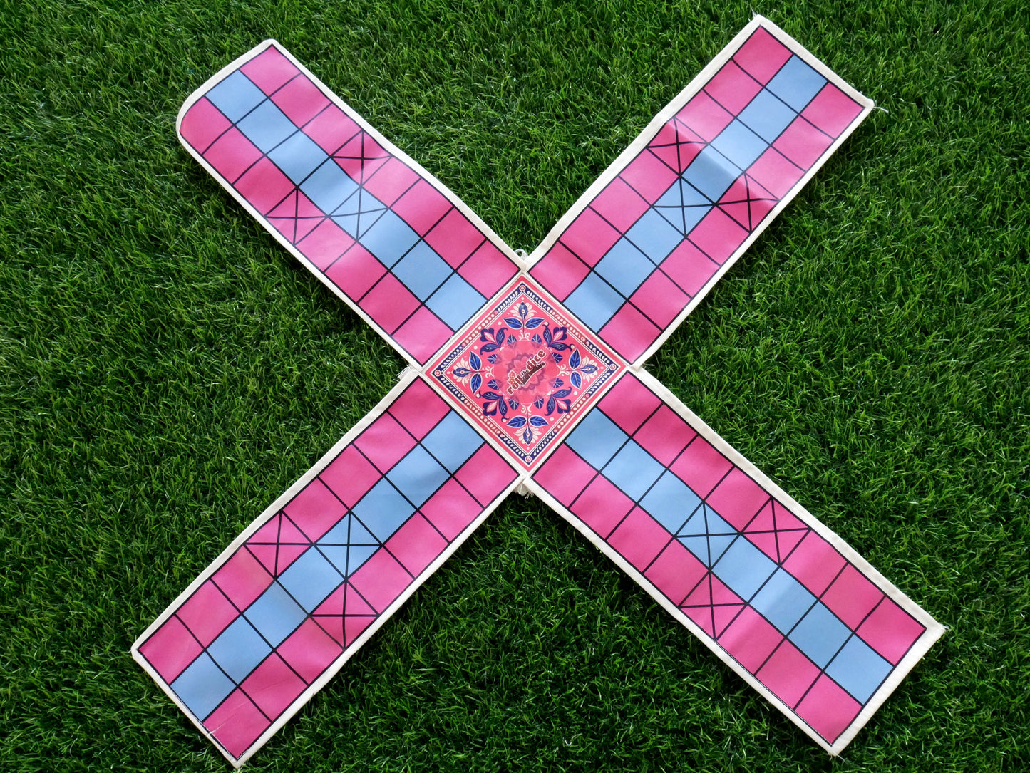 Pagade – Classic Indian Board Game in Pink & Blue | Traditional Pachisi (Parcheesi) Set