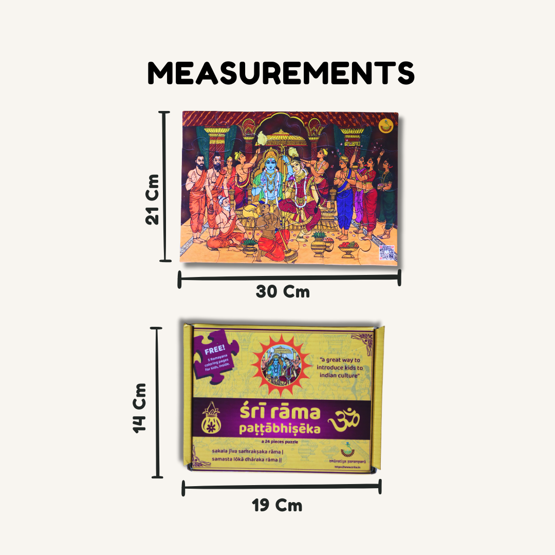 Jigsaw puzzle featuring Sri Rama Pattabhisheka scene for kids, by Trita - Bharatiya Parampara, showing vibrant, detailed imagery.