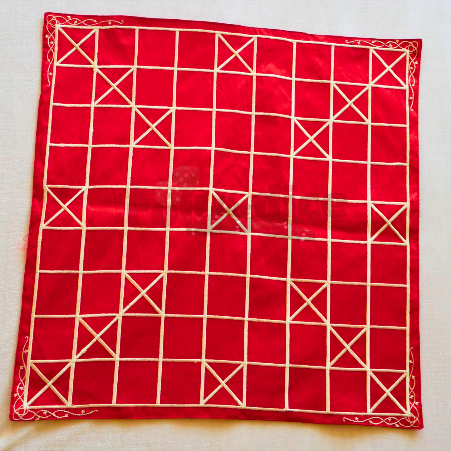 Chowka Bara 9 House Board Game Mat |Traditional Indian Silk Game Cloth
