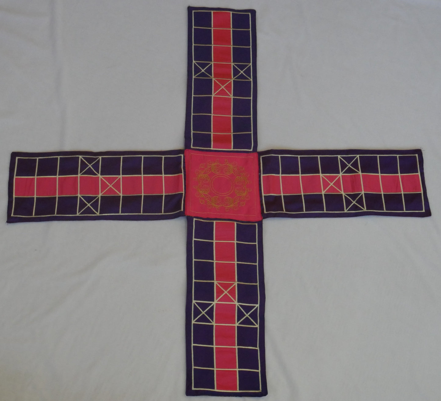 Pagade Silk Mat | Embroidered Board for Pachisi / Parcheesi | Traditional Indian Game Mat