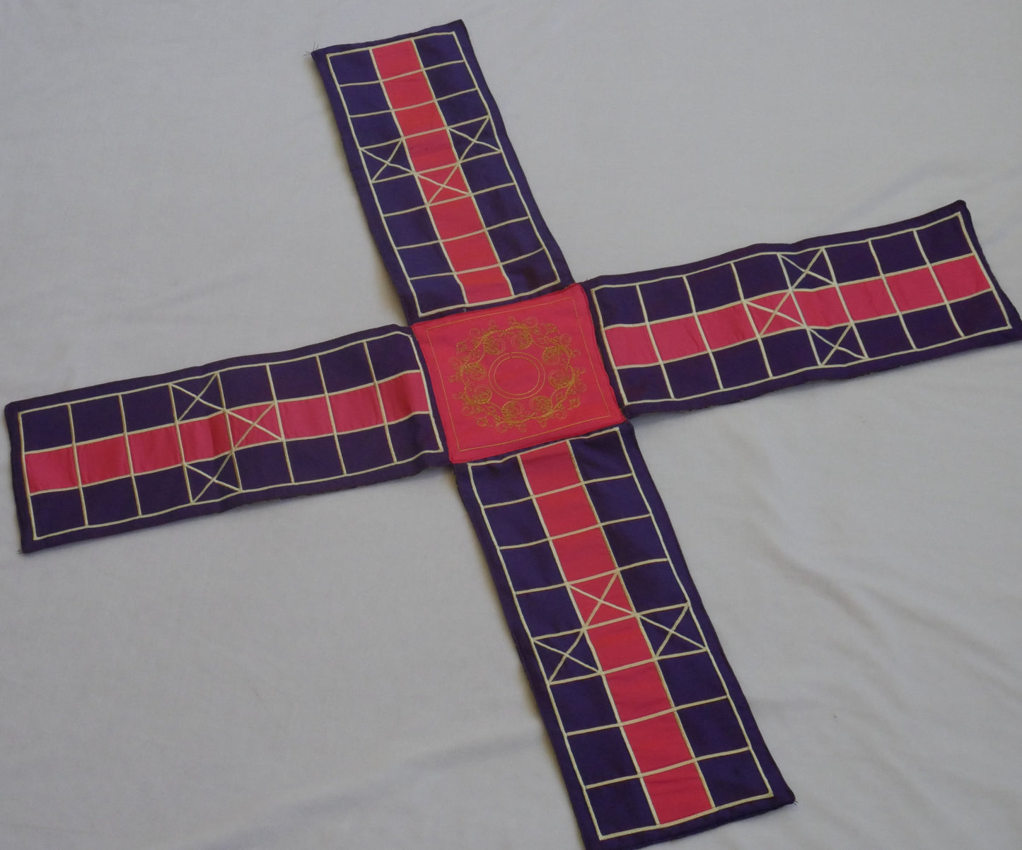 Pagade Silk Mat | Embroidered Board for Pachisi / Parcheesi | Traditional Indian Game Mat