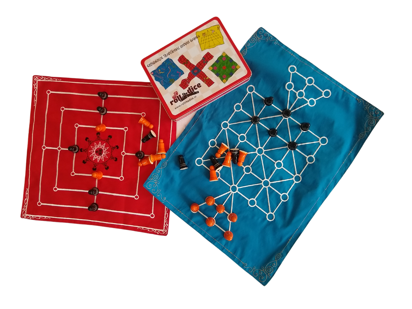 Navakankari & Sholo Gutti Game Set | Traditional Indian Strategy Board Games | Nine Men's Morris + Bead 16 Mat