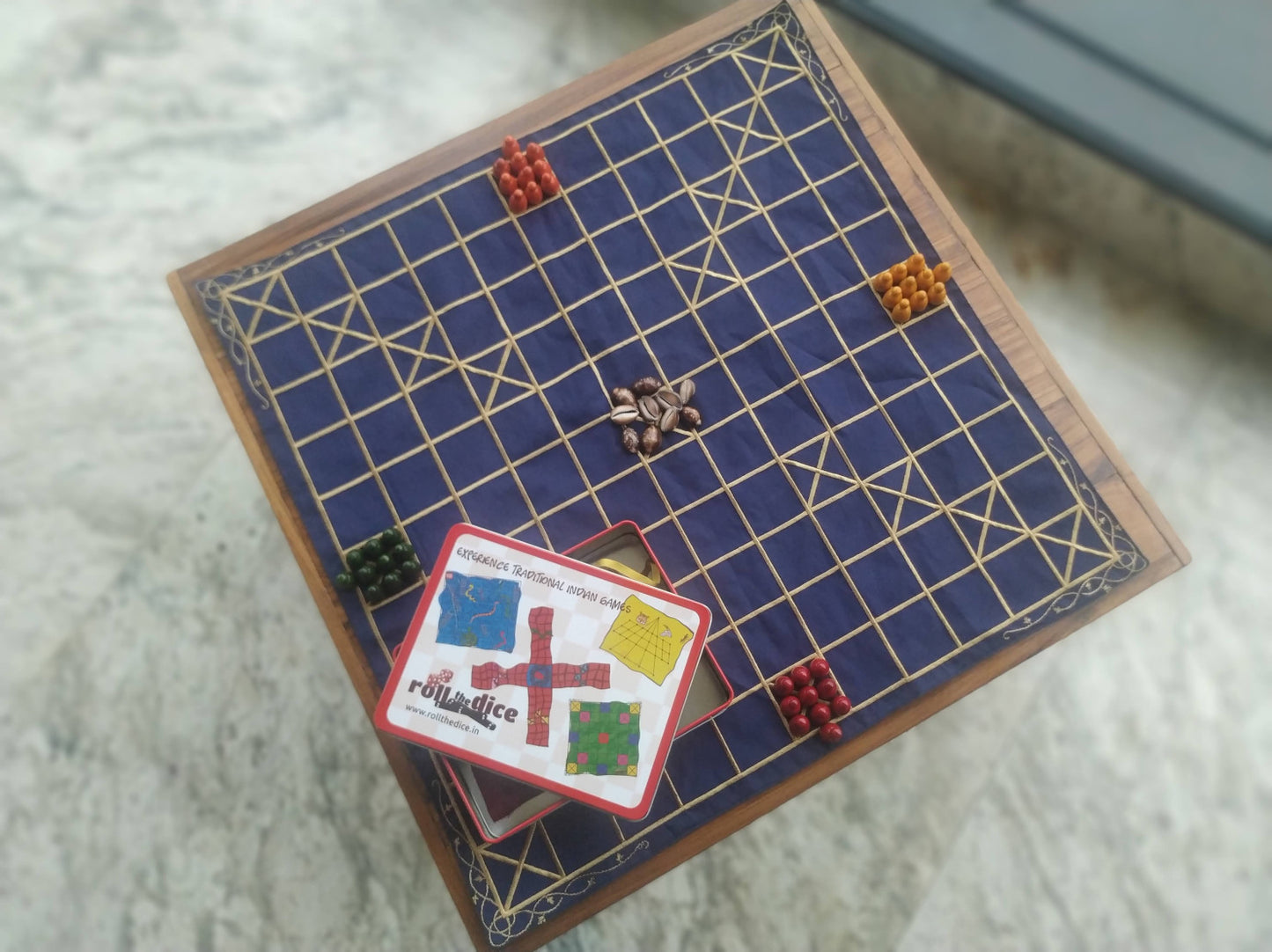 Chowka Bara 11 Houses Silk Board Game Set | Traditional Indian Family Game