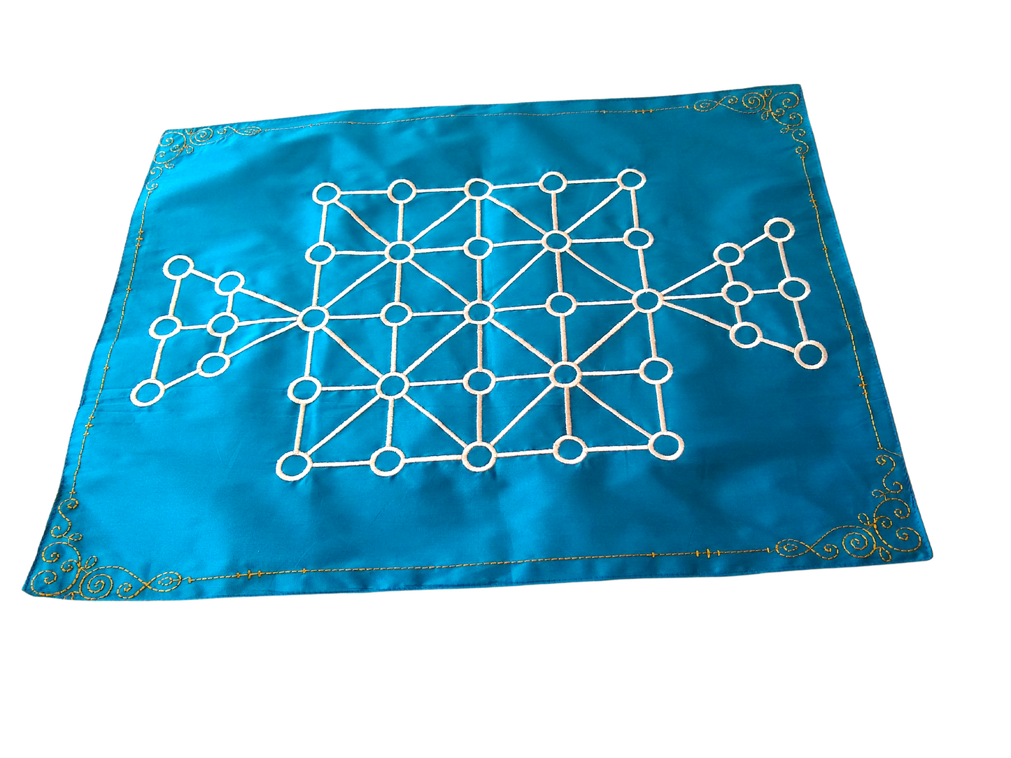 Sholo Gutti Mat | Bead 12 Traditional Indian Board Game | Foldable Strategy Cloth Board