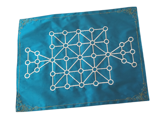 Sholo Gutti Mat | Bead 12 Traditional Indian Board Game | Foldable Strategy Cloth Board