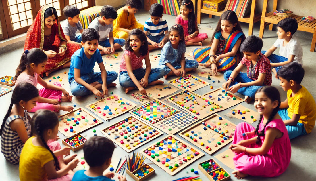 kids making and playing board games