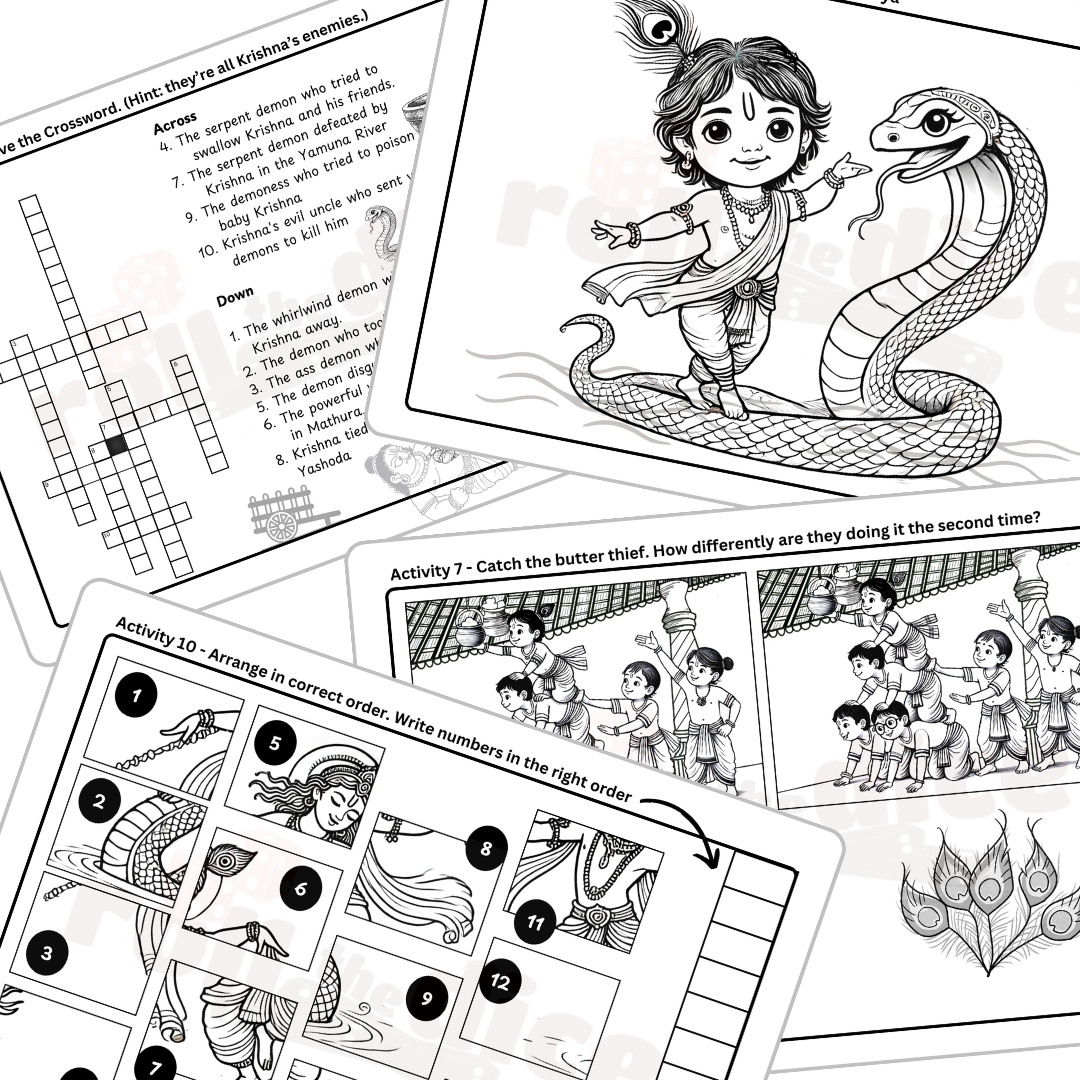 The Little Krishna - An illustrated activity printable book for kids