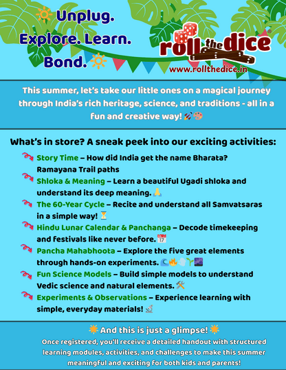 Heritage Learning Un-Camp 2025 educational tool by Roll the Dice, featuring colorful adventure-themed graphics for kids.