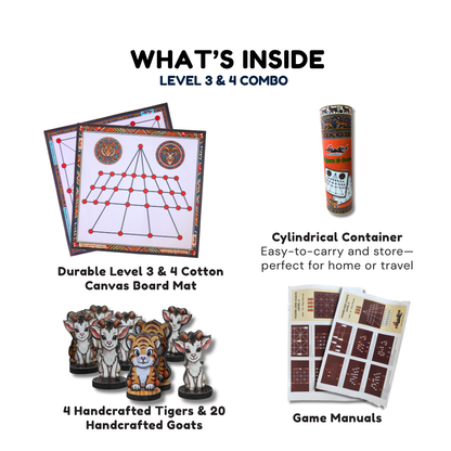 Aadu Huli Board Game Combo – Levels 3 & 4 | Traditional Indian Tigers and Goats Game