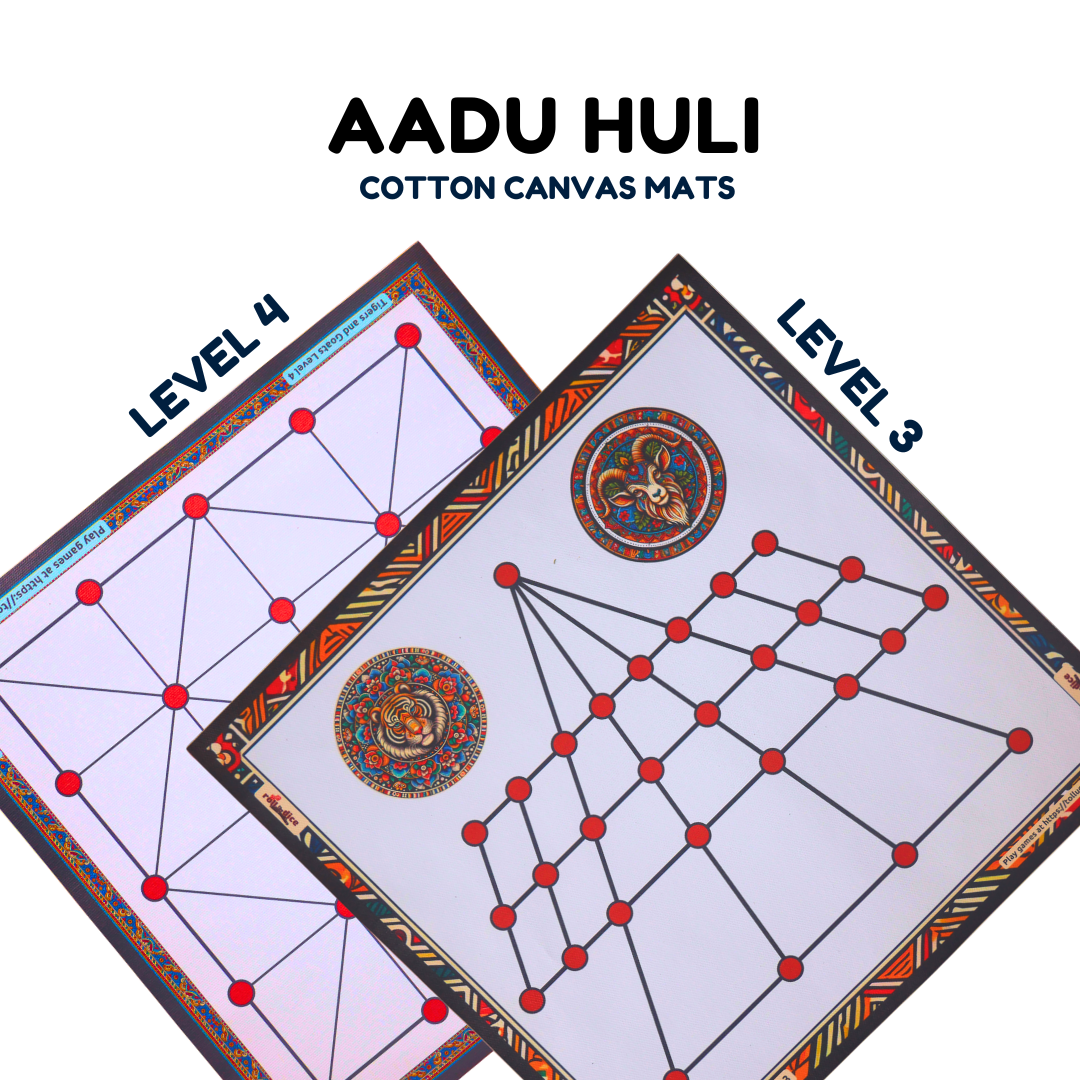 Aadu Huli Board Game Combo – Levels 3 & 4 | Traditional Indian Tigers and Goats Game