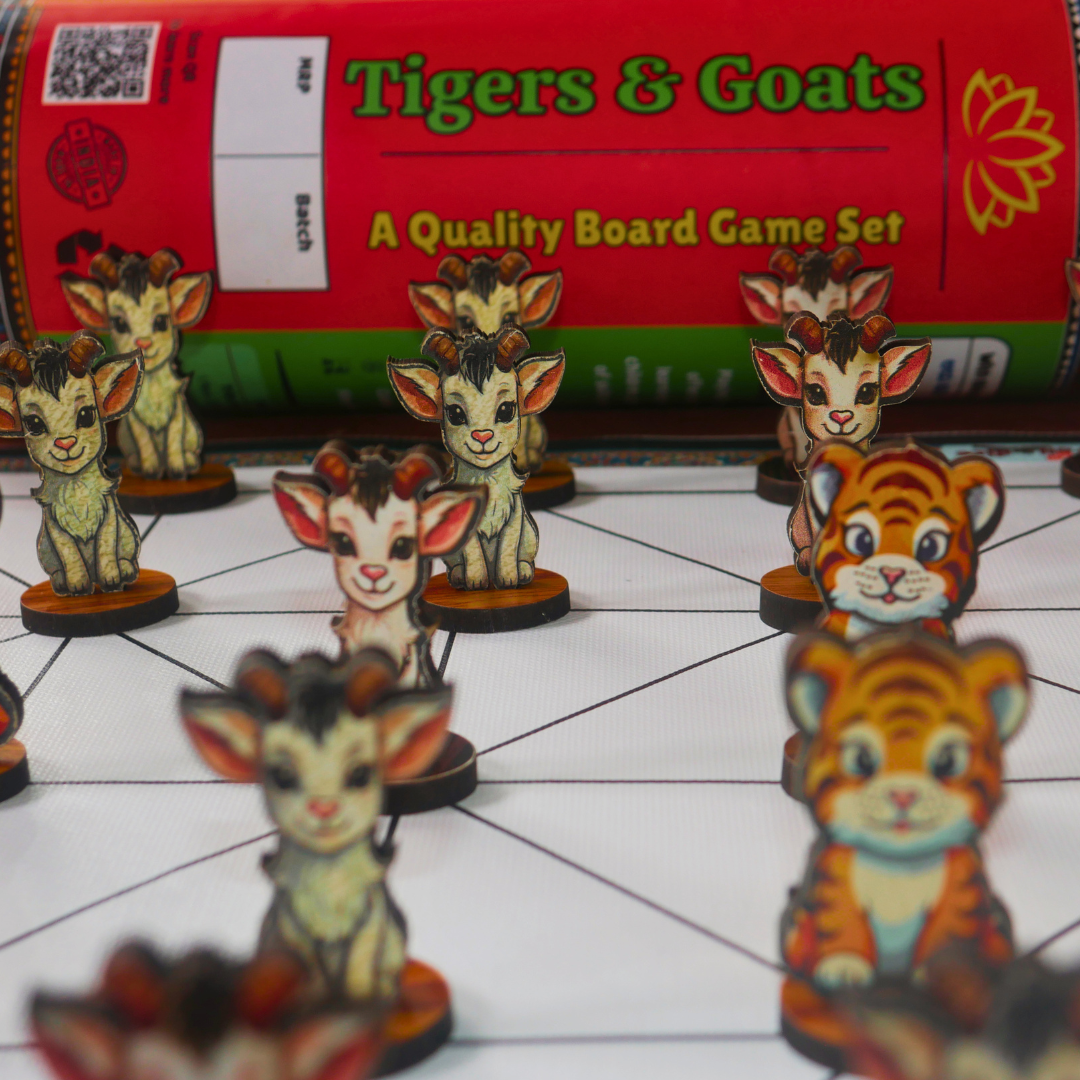 Aadu Huli Board Game Combo – Levels 3 & 4 | Traditional Indian Tigers and Goats Game