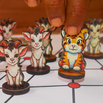 Aadu Huli Board Game Combo – Levels 3 & 4 | Traditional Indian Tigers and Goats Game