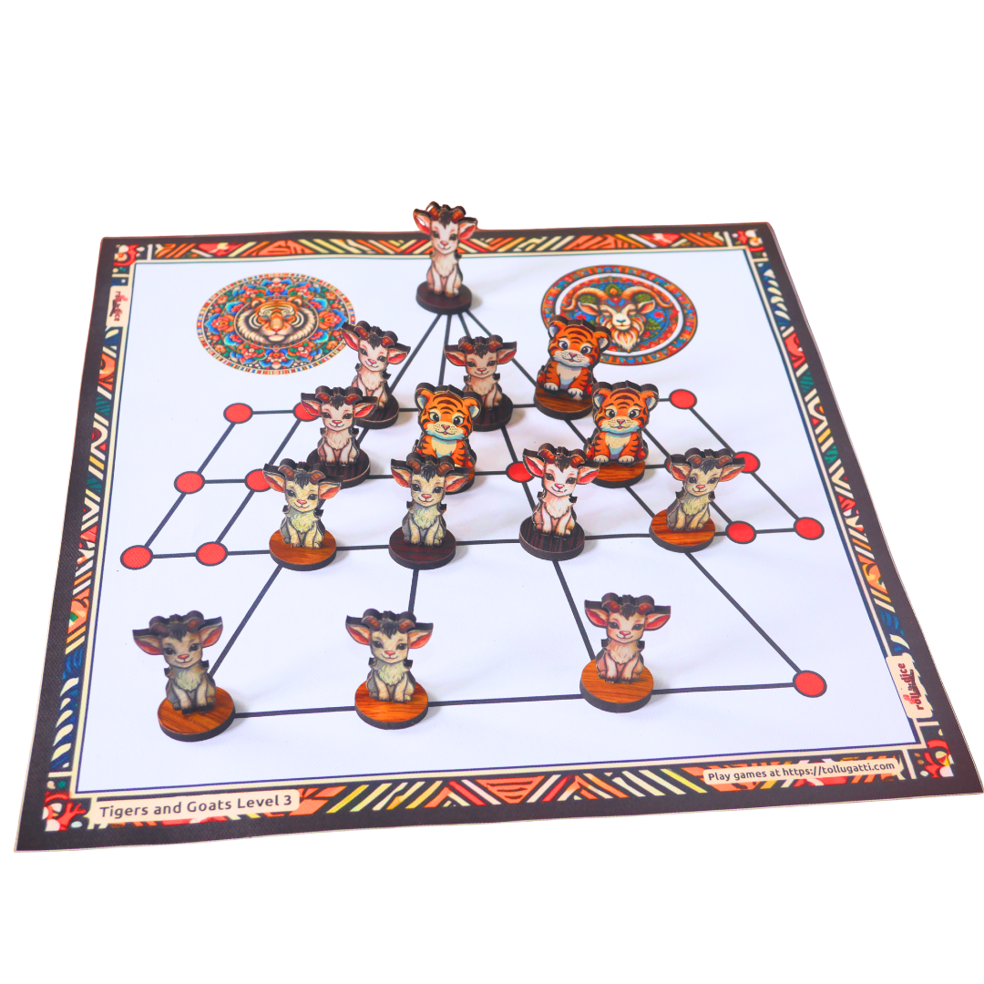 Aadu Huli Board Game – Classic Level 3 | Traditional Tigers and Goats Strategy Game