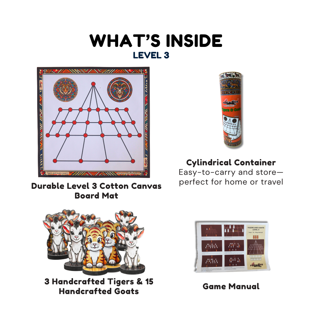 Aadu Huli Board Game – Classic Level 3 | Traditional Tigers and Goats Strategy Game