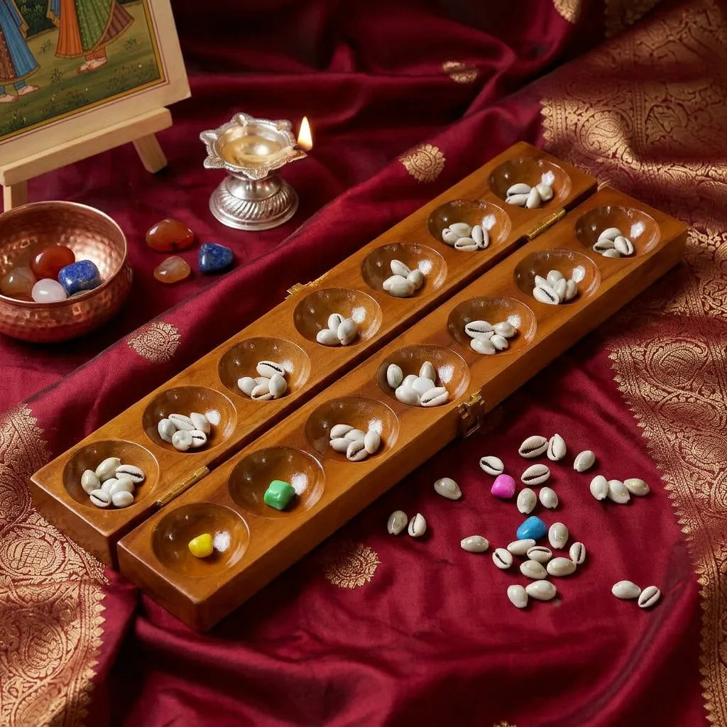 Traditional Channe Mane wooden board game