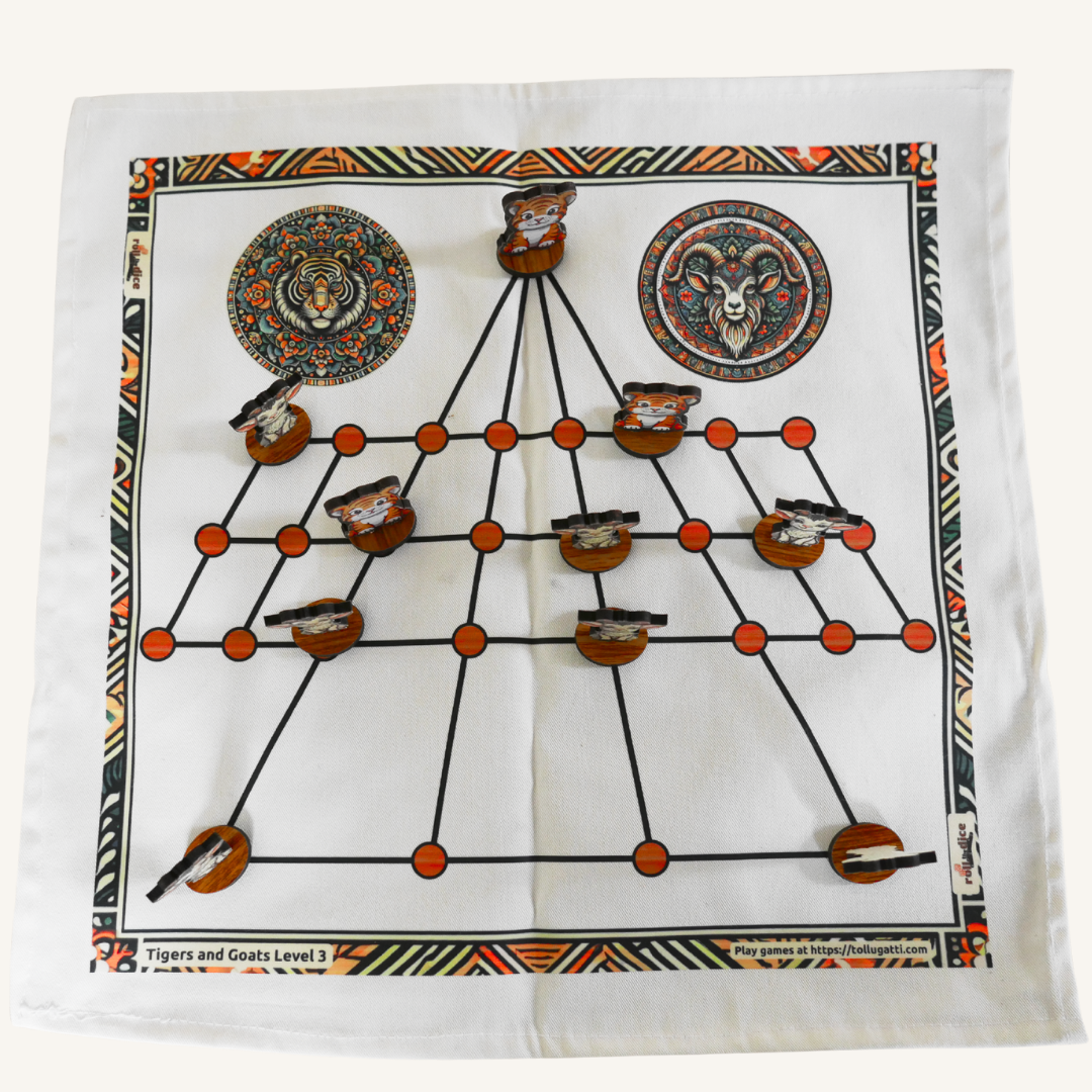 Aadu Huli Board Game – Classic Level 3 | Traditional Tigers and Goats Strategy Game