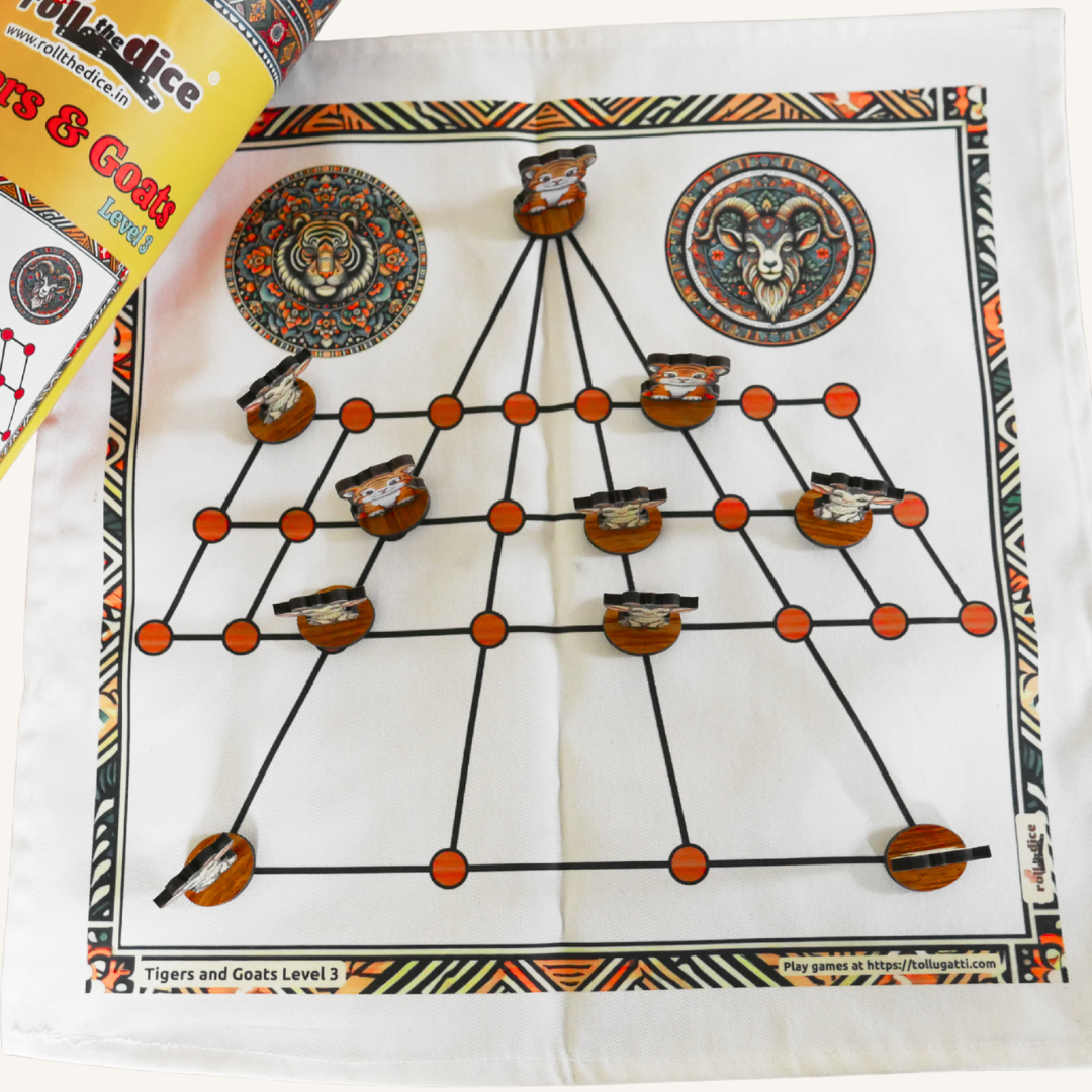 Aadu Huli Board Game – Classic Level 3 | Traditional Tigers and Goats Strategy Game