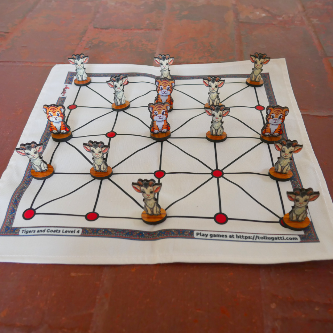 Aadu Huli Board Game – Classic Level 4 | Tigers and Goats Strategy Game