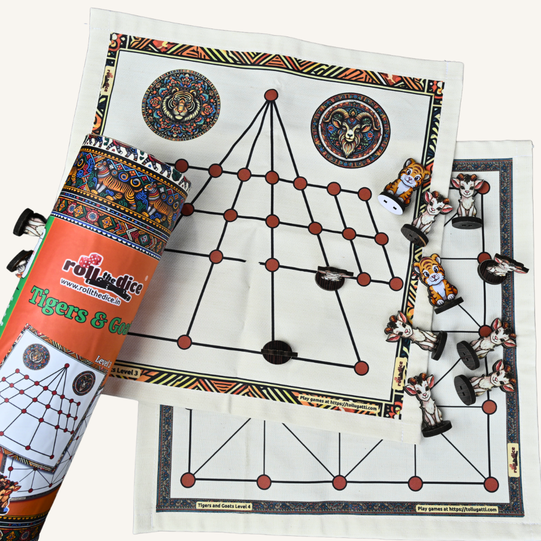 Aadu Huli Board Game – Levels 3 & 4 | Tigers and Goats Traditional Strategy Game