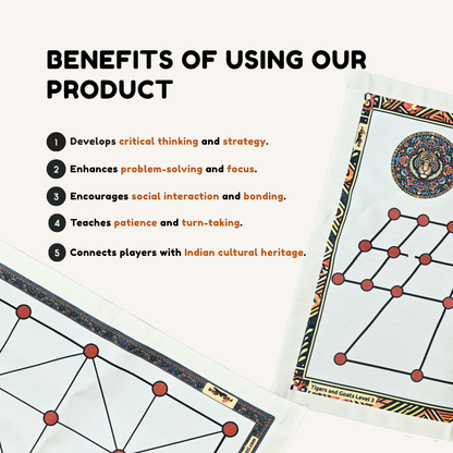 Aadu Huli Board Game – Levels 3 & 4 | Tigers and Goats Traditional Strategy Game