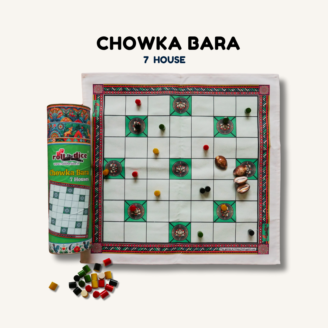 Chowka Bara Board Game – 5 & 7 Houses Combo | Traditional Indian Dice Game