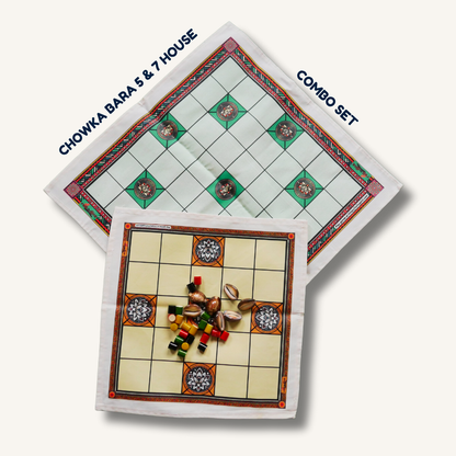 Chowka Bara Board Game – 5 & 7 Houses Combo | Traditional Indian Dice Game