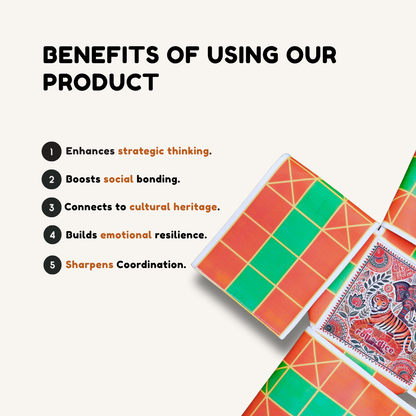 Pagade – Classic Indian Board Game in Orange & Green | Traditional Pachisi (Parcheesi) Set