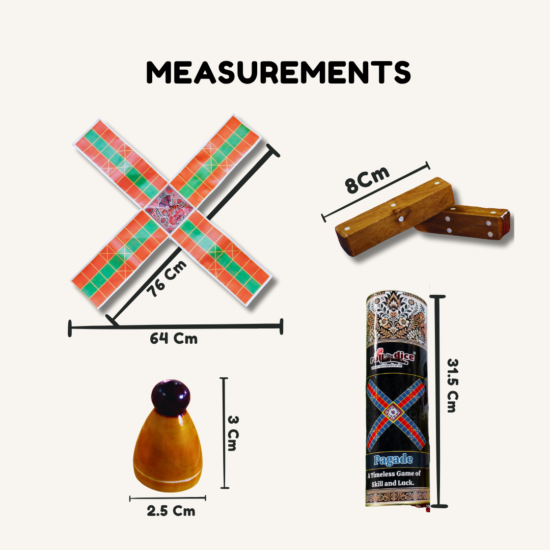 Pagade – Classic Indian Board Game in Orange & Green | Traditional Pachisi (Parcheesi) Set