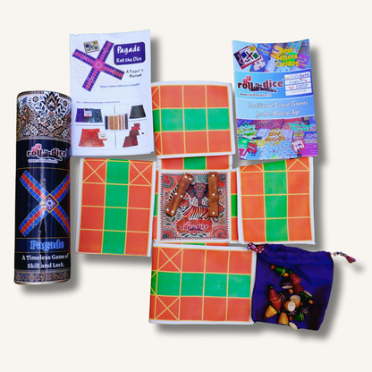 Pagade – Classic Indian Board Game in Orange & Green | Traditional Pachisi (Parcheesi) Set