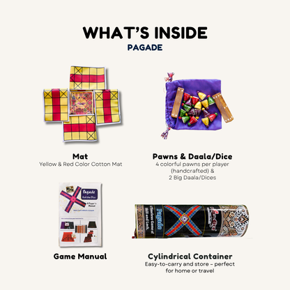 Pagade – Classic Indian Board Game in Yellow & Red | Traditional Pachisi (Parcheesi) Set