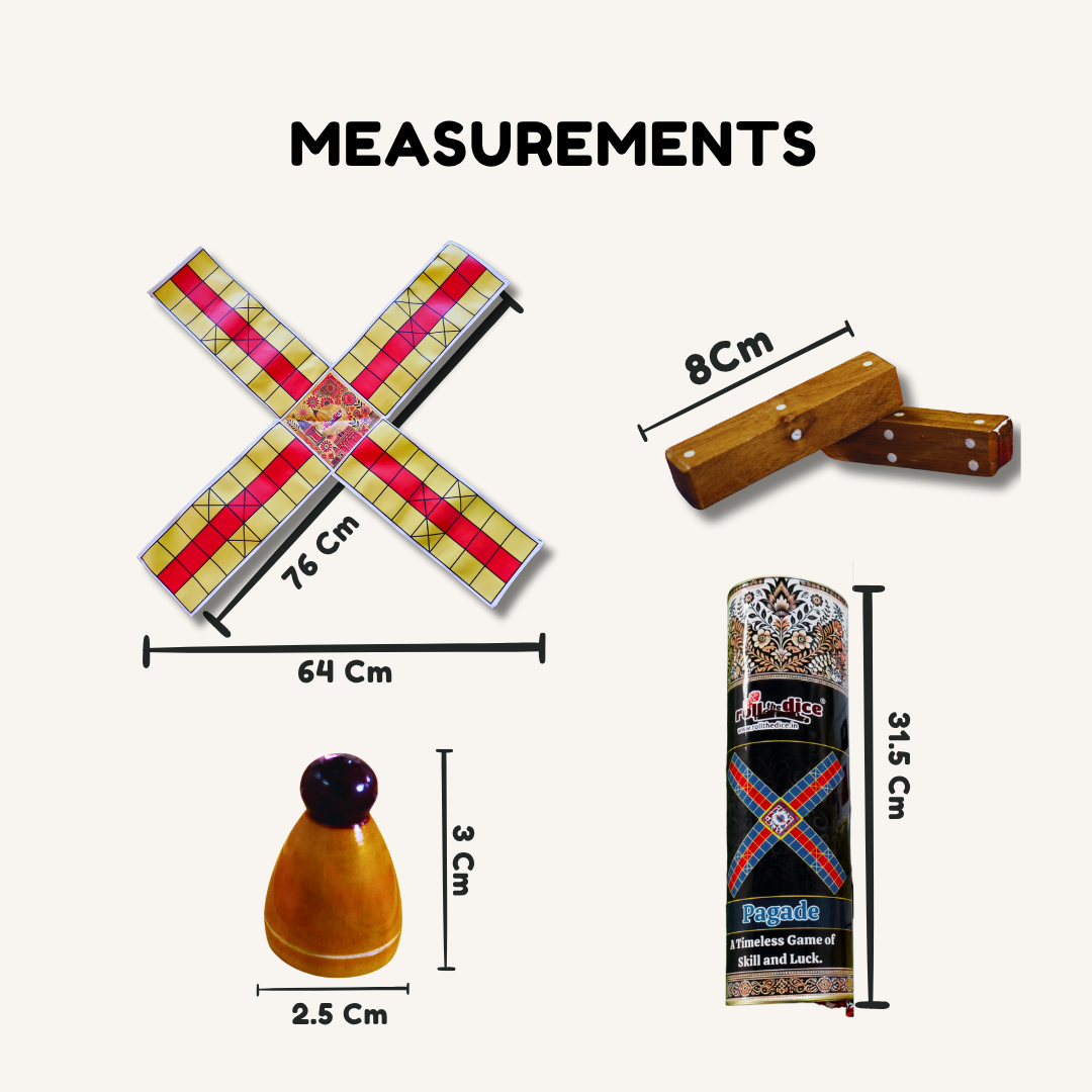 Pagade – Classic Indian Board Game in Yellow & Red | Traditional Pachisi (Parcheesi) Set