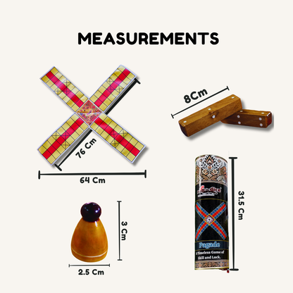 Pagade – Classic Indian Board Game in Yellow & Red | Traditional Pachisi (Parcheesi) Set