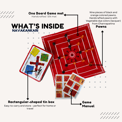 Heritage Navkankari board game by Roll the Dice, featuring traditional Indian design on a wooden game board.
