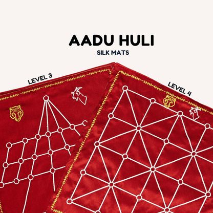 Heritage Aadu Huli board game with tiger and goat pieces, designed for 3 and 4 players by Roll the Dice.