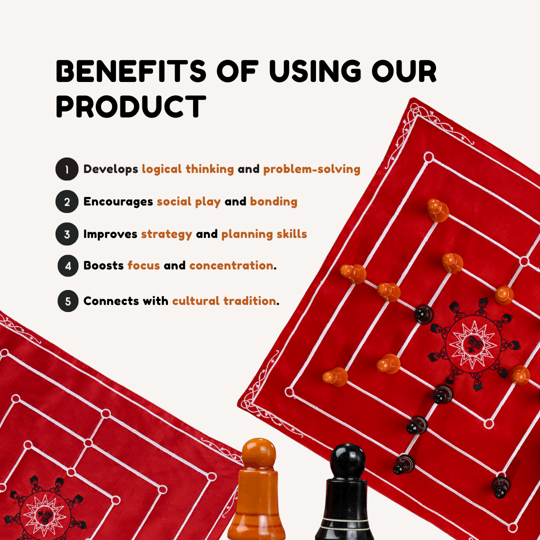 Heritage Navkankari board game by Roll the Dice featuring traditional Indian artwork and colorful game pieces on a wooden surface.