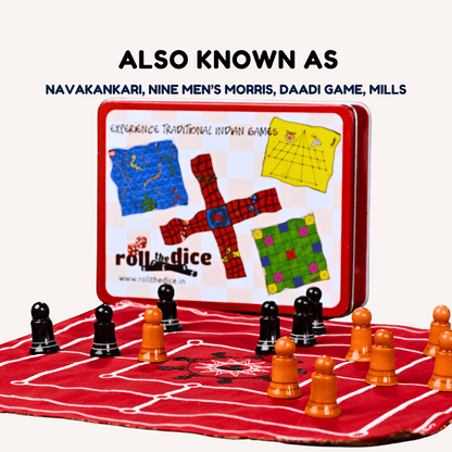 Navkankari board game by Roll the Dice, featuring traditional heritage design on a colorful wooden game board.